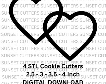 Double Heart STL, STL cutters, stl cookie cutters, Cookie Cutters, Double Heart cookie cutter, Double Heart shape stl