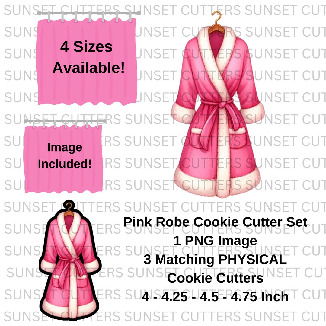 Cookies Pink Ruffle Robe Robe Cookie Cutter and PNG Set, Cookie Cutters, Pink Robe Png, Bridal ...