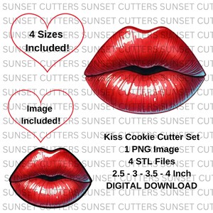 Cortador de biscoitos em formato de lábios e PNG, cortadores STL, cortadores de biscoitos stl, cortadores de biscoitos, lábios vermelhos png, biscoitos para o Dia dos Namorados, beijo png, lábios png