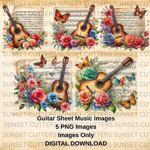 Gitaar bladmuziekafbeeldingen, gitaar PNG, muziekillustraties, lerarencookies, gitaarillustraties, afbeeldingen muziekleraar, illustraties bladmuziek