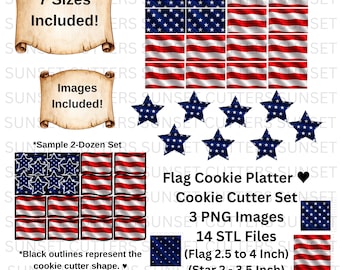 Flag Cookie Cutter, Flag Cookie Platter, STL Cutters, Flag STL File, 4th of July, Memorial Day, Fourth of July, Flag PNG