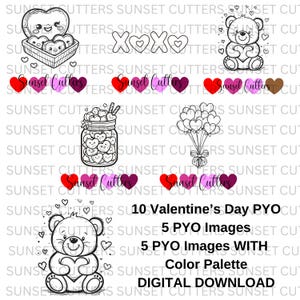 PYO - Dipingi le tue stampe di biscotti, Dipingi il tuo San Valentino, Biscotti PYO, Immagini PYO, Dipingi le tue tavolozze, Tagliabiscotti