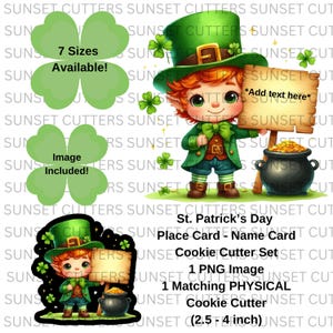 St. Patrick's Day cookie cutter and PNG cookie cutter set, Cookie cutters, St. Patrick's day boy png, Leprechaun boy png