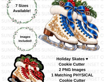 Holiday Skates Cookie Cutter, Skates cookie cutter, Christmas Skates, Christmas PNG, Christmas cookie