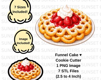 Funnel Cake Cookie Cutter, Funnel Cake png, funnel cake stl cutter, stl cookie cutters, Carnival stl cutters, Carnival clipart