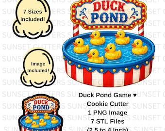 Duck Pond Game Cookie Cutter, Duck STL cutter, Carnival Cookies, Duck png, Carnival clipart, Fair clipart, Duck pond stl cutter