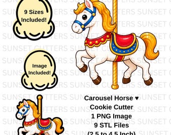 Carousel Horse Cookie Cutter, Carousel stl cutter, carnival stl cutters, Carnival clipart, Carousel png