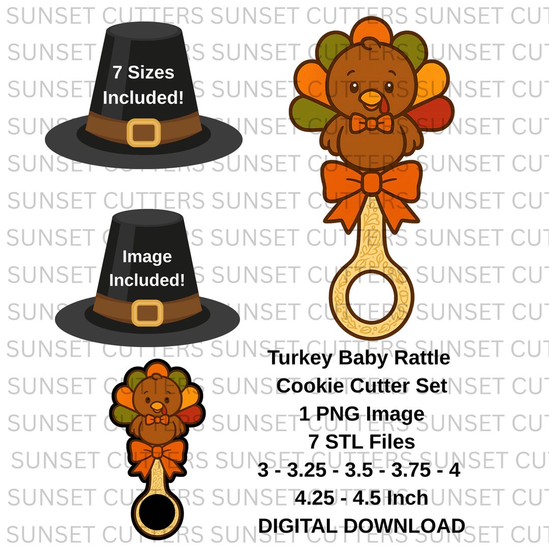 Fall Baby Rattles Baby Rattle PNG and STL Cookie Cutter, Baby Rattle Stl, Turkey Baby ...