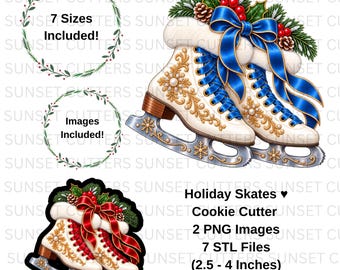 Holiday Skates Cookie Cutter, Skates STL cutter, Christmas Skates, Christmas PNG, Christmas cookie, STL cookie cutters