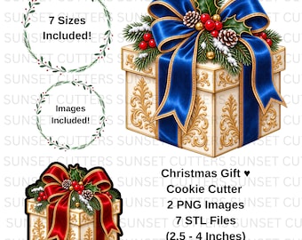 Christmas Gift Cookie Cutter, Christmas gift png, Gift box STL cutter, Christmas clipart, Christmas cookie, STL cutters
