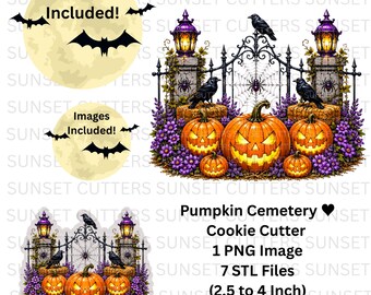 Pumpkin Cookie Cutter, Halloween Cookies, Cemetery Cookie, Pumpkin STL, Pumpkin Cemetery