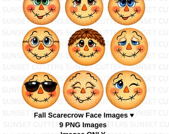 Fall Scarecrow Face PNG Images, Fall clipart, Scarecrow PNG, Cute scarecrow png, Round scarecrow faces, Cute scarecrow faces, Fall Cookies