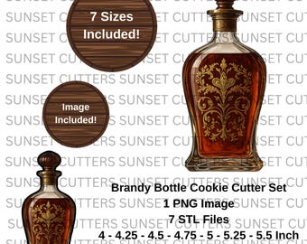 Brandy PNG and STL Cookie Cutter set, brandy bottle png, alcohol png cocktail png, stl cutter, stl cookie cutter, brandy bottle stl, brandy