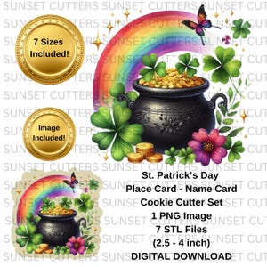 Pot of Gold STL and PNG cookie cutter Set, STL cutter, stl cookie cutters, Cookie cutters, St. Patrick's day clip art, Pot of Gold png,