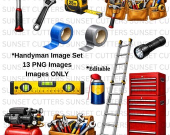 Handyman Tool Set Clipart, Toolbox png, Hammer png, Tape Measure png, Tool clipart, Tools clipart, Father's Day clipart, Dad Tools, Workshop