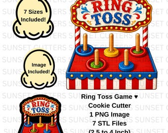 Ring Toss Cookie Cutter, Ring Toss STL cutter, Carnival cookies, Carnival png, ring toss png