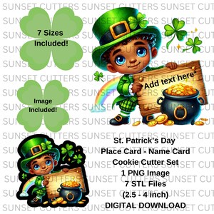 St. Patrick's Day STL and PNG cookie cutter set, STL cutters, stl cookie cutters, Cookie cutters, Leprechaun boy png