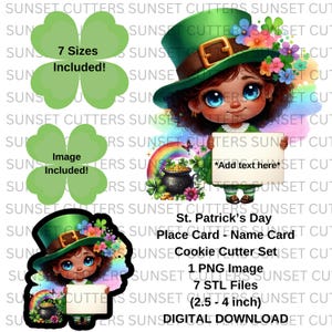 St. Patrick's Day STL and PNG cookie cutter set, STL cutters, stl cookie cutters, Cookie cutters, St. Patrick's day girl png