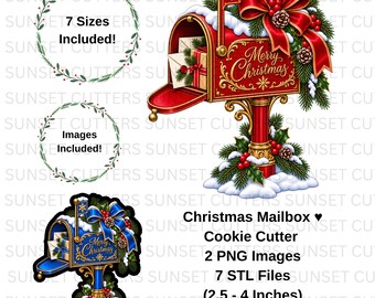 Mailbox Cookie Cutter, Christmas mailbox stl, Christmas mailbox png, Holiday Mailbox png, Christmas cookie, stl cookie cutter