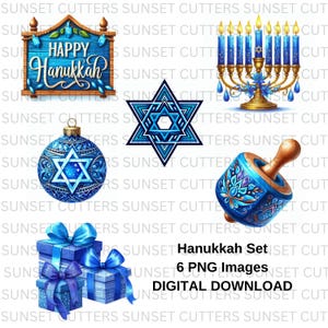 Ensemble d'images png de Hanoucca, bougie Menorah png, png Dreidel, plaque Happy Hanukkah, images png de vacances, clipart Hanoucca