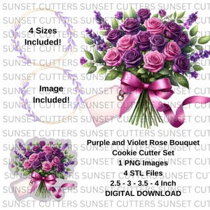 Purple Rose STL and PNG, STL cutters, stl cookie cutters, Cookie cutters, Rose stl, Rose cookie cutter, Rose png, Flower stl and png