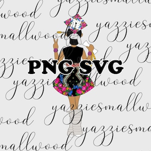 Clip art di laurea di una ragazza Navajo, modello di stampa di sciarpa Masani PNG SVG