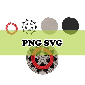 May include: A digital design of a woven basket with red, black, white, and green colors. The design is available as a PNG or SVG file. The text "PNG SVG" is displayed below the design.