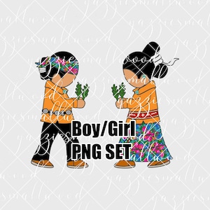 Conjunto floral turquesa/naranja con traje tradicional sin rostro para niño o niña nativo, PNG