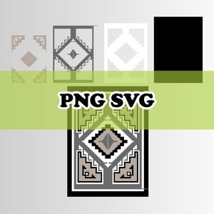 Zwei Navajo-Teppiche im Stil von Grey Hills mit Spirit Escape-Signaturlinie PNG SVG