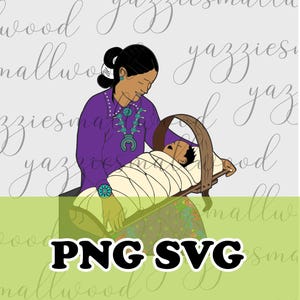 ナバホ族の母と子 サニ・コクム ウクライナの花柄スカート PNG/SVG