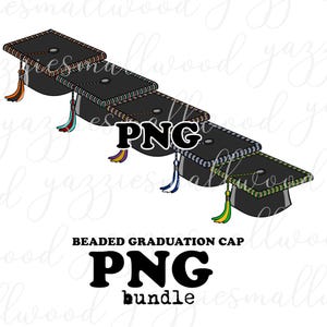 Paquete de imágenes prediseñadas de gorro de graduación nativo con cuentas PNG (5) colores comunes