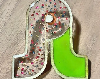 Pretty Lights Pin - Glow in the Dark - wood & resin
