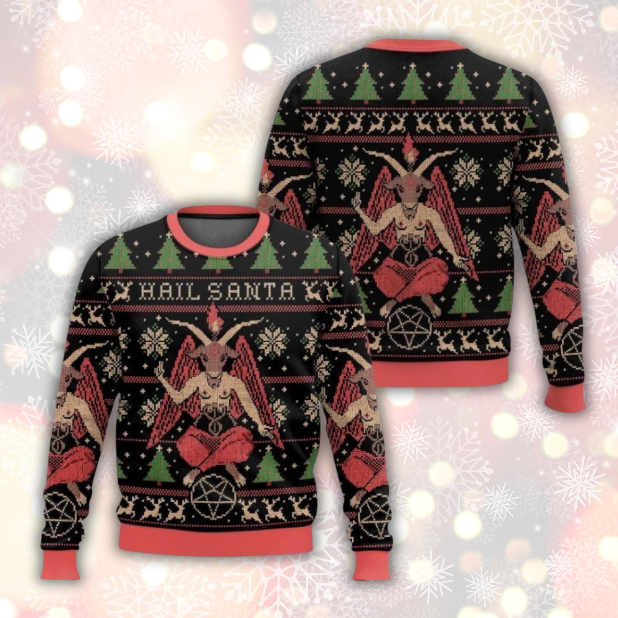 Hail Satan - Devil Worship Ugly Christmas Ladies Dolman (Charcoal, Small) At Women's Clothing Store