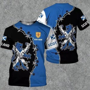 Scotland Custom 3D T-Shirt – Personalized Scottish Flag Lion Shirt
