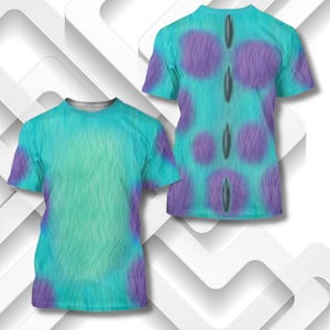 3D Monster Print Cosplay T-Shirt: Furry Blue & Purple Halloween Costume
