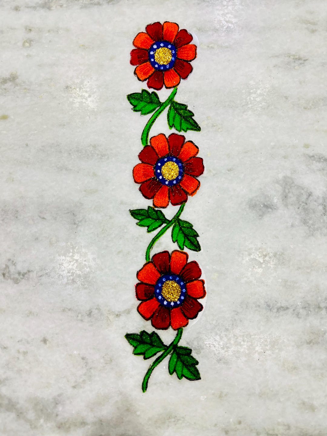 Handmade Flower Rangoli Border Patch: Indian Festive Decor, 13.7