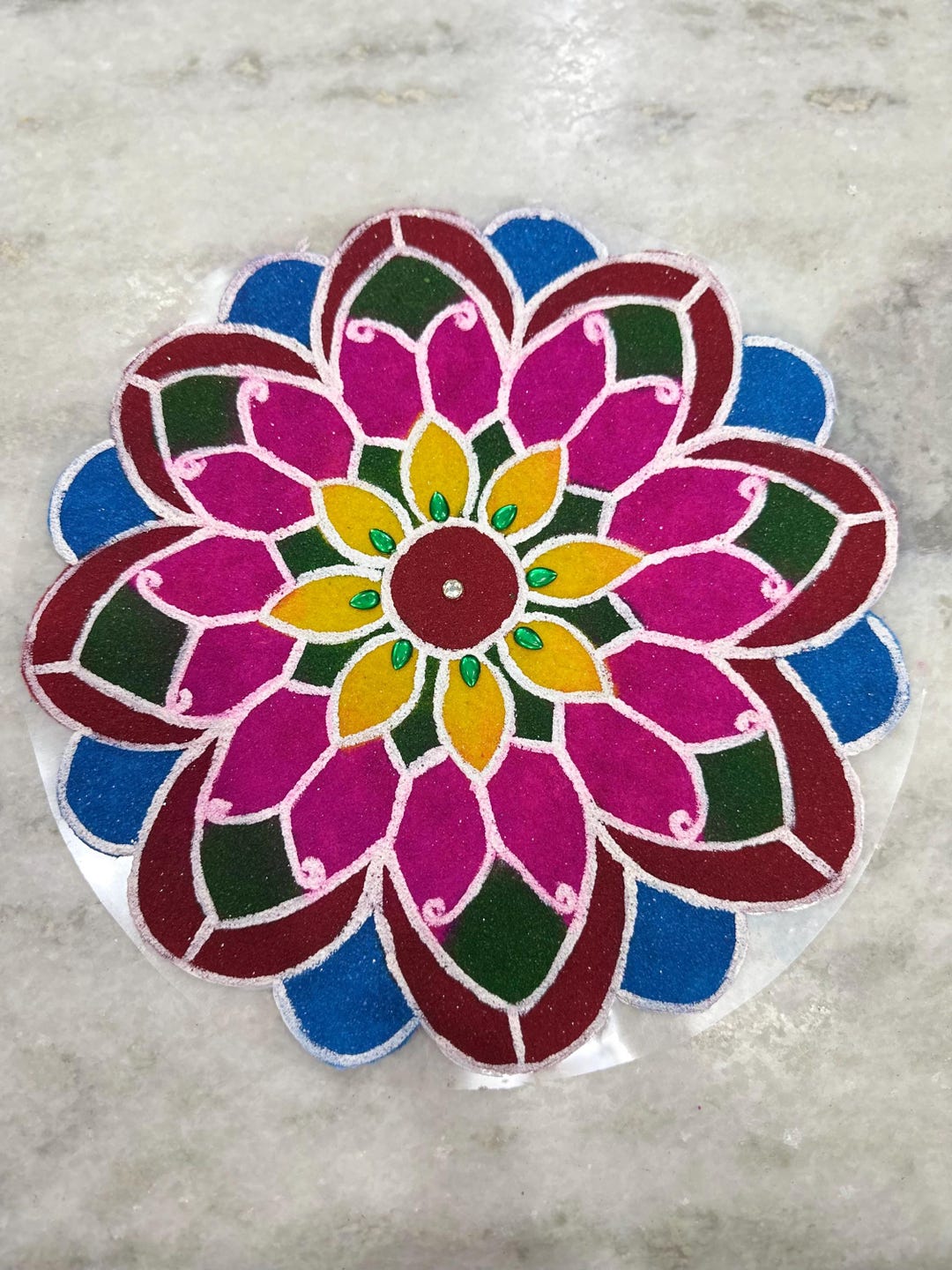 New Rangoli Patch Design Handmade Multicolor Rangoli Patch: Diwali Festive Decor, 10