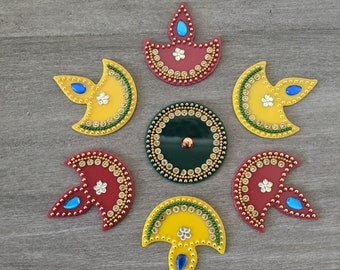 Acrylic Rangoli Mat: Diwali Pooja Decoration