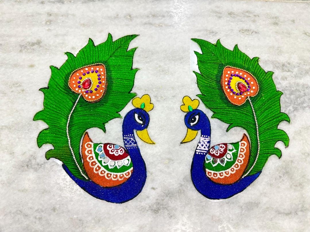 Handmade Peacock Rangoli Patch: Multicolor Indian Festive Decor - Etsy