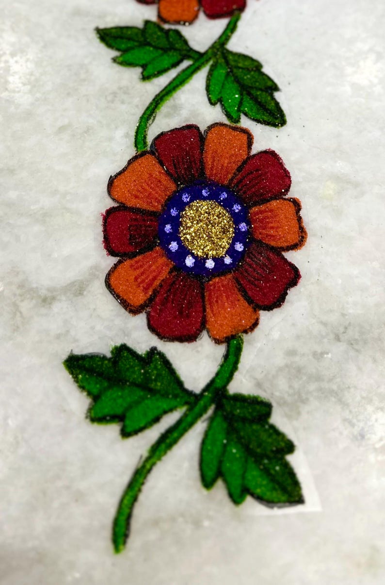 Handmade Flower Rangoli Border Patch: Indian Festive Decor, 13.7