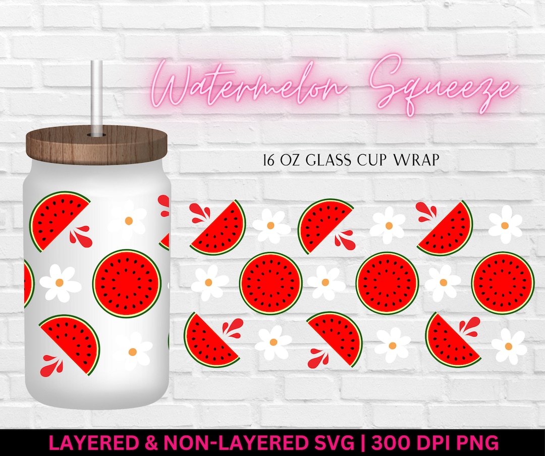 16 Oz Libbey Glass Can Wrap Svg Png Digital Files Watermelon Fruit ...