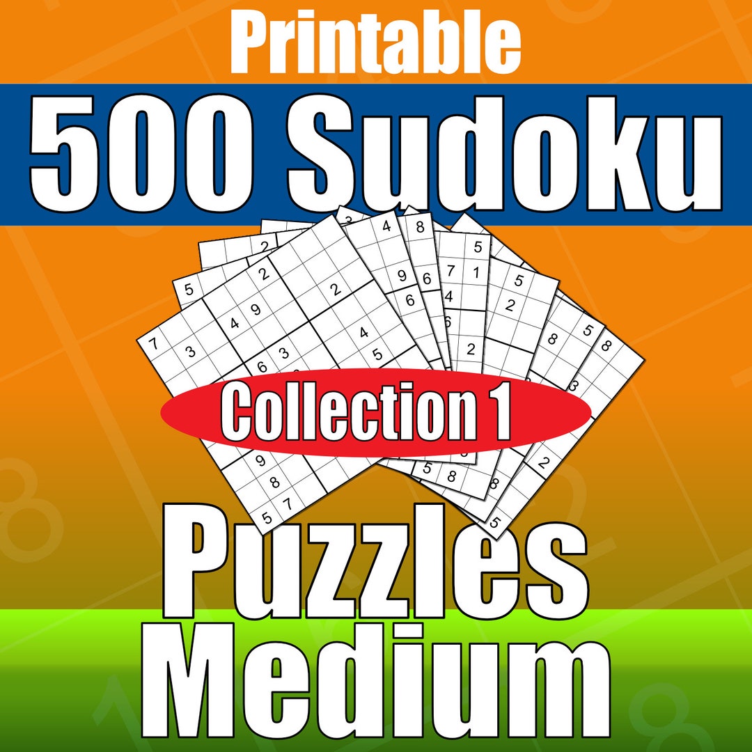 Medium Sudoku Puzzles Printable Sudoku Games With Solutions Etsy
