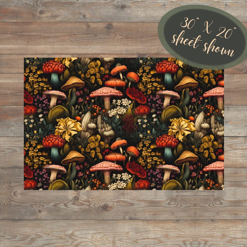 Mushroom Woodland Wrapping Paper, Eco Friendly Wrapping, Dark Academia Gift Wrap, Cottagecore Gift Wrap, Autumn Gifts, Botanical Gift Wrap image 5