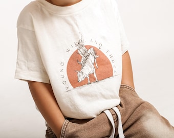 Camiseta de manga corta para niño pequeño con el tercer cumpleaños del oeste