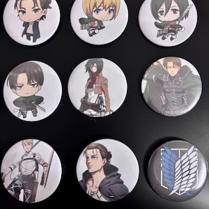 Attack On Titan Inspired Button Pins, Anime Pins