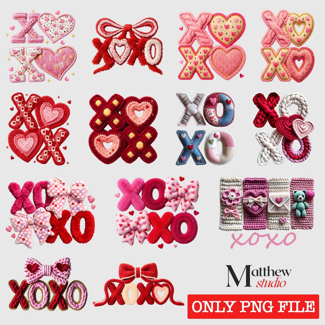 Latch Hook Yarn Valentines Day Png Bundle, Valentine Png, Valentines ...