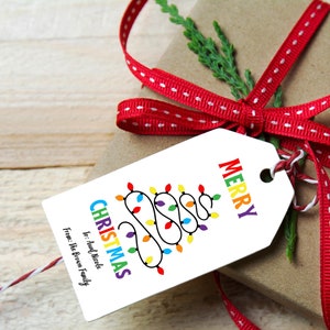 Bewerkbare cadeaukaartjes kerstverlichting: afdrukbare vakantiesjabloon (digitale download)