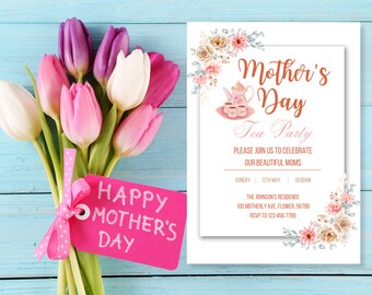 Mother's Day Tea Party Invitation: Floral Brunch Invite (Digital)