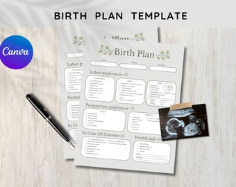 Editable Birth Plan Template: Pregnancy Planner (Canva)