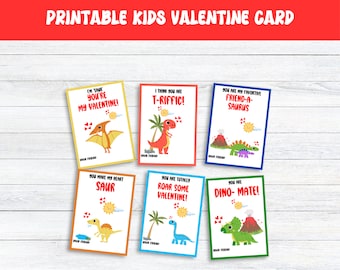 Dino-mite Valentines Cards, Printable Dinosaur Valentines Card or Kids Class, Friends, Teacher, Dinosaur Valentine's Day Gift Tags